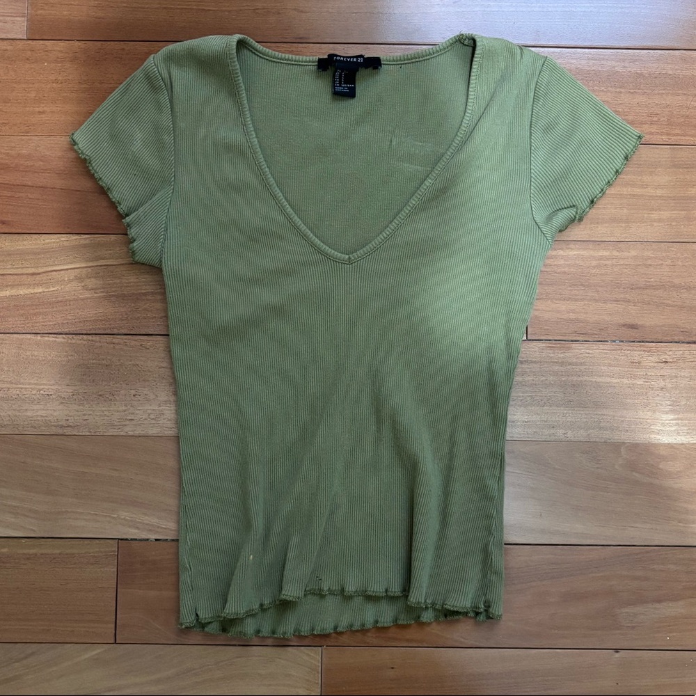 Olive Green Forever 21 V Neck